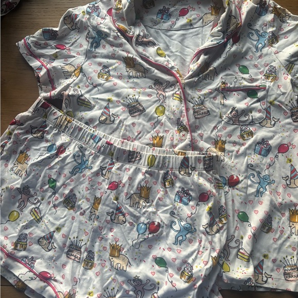 Roller Rabbit White and Pink Party Print Pajama Set - Picture 3 of 4